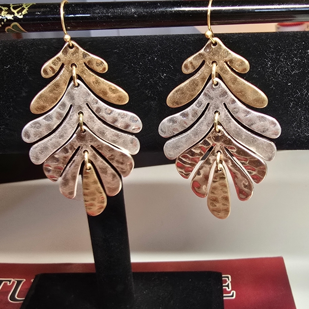 Adorable Gold and Silver Tone Dangle Earrings